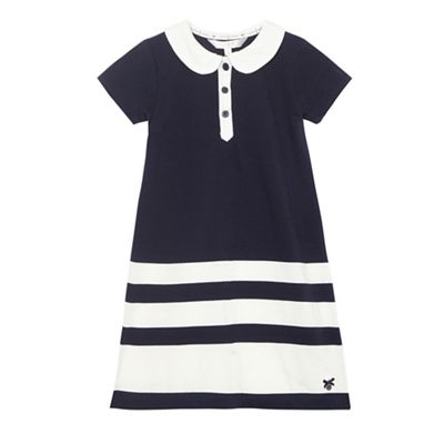Girls' navy block striped dress
